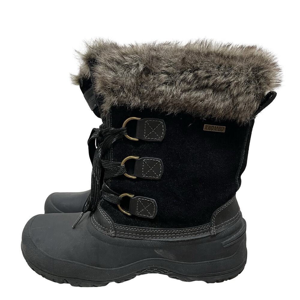 Khombuâ Womens Slope Leather Faux Fur Waterproof Winter Boots Size 8 Snow Shoes